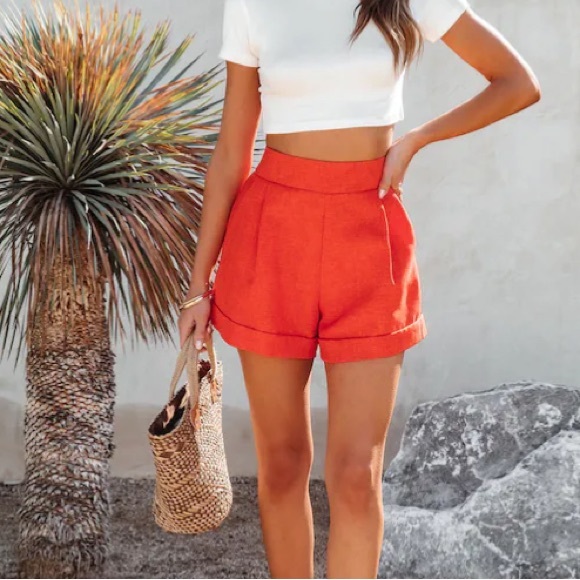 NWT VICI SKYLAR ROSE HAVANA NIGHTS HIGH WAIST SHORTS IN ORANGE SZ S - Picture 4 of 6